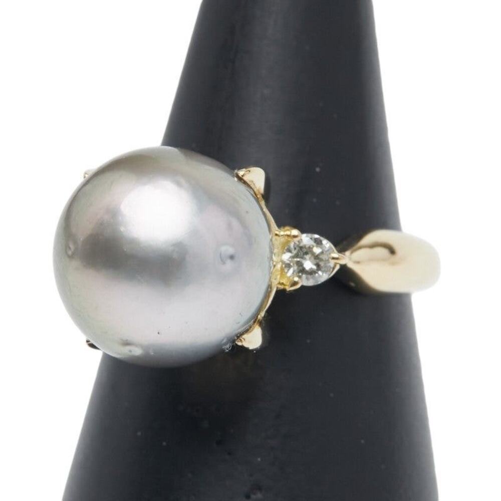 Unbranded Black Pearl Diamond 18K Yellow Gold Ring